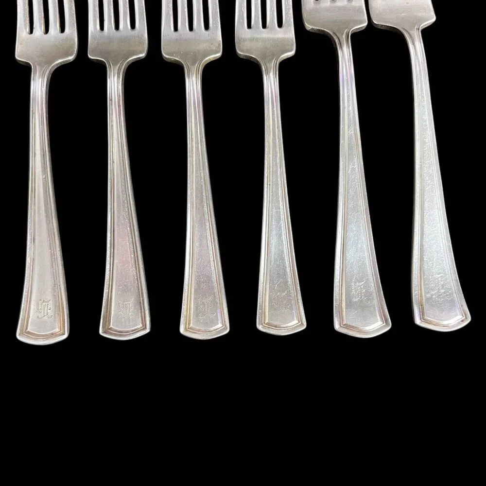 Alvin Patent Vintage Silver Plated Dinner Fork Sets Of 4 Medium & 2 Large
